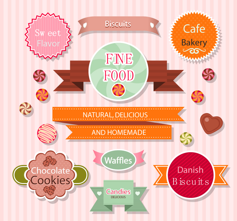 9 baking food label vector material
