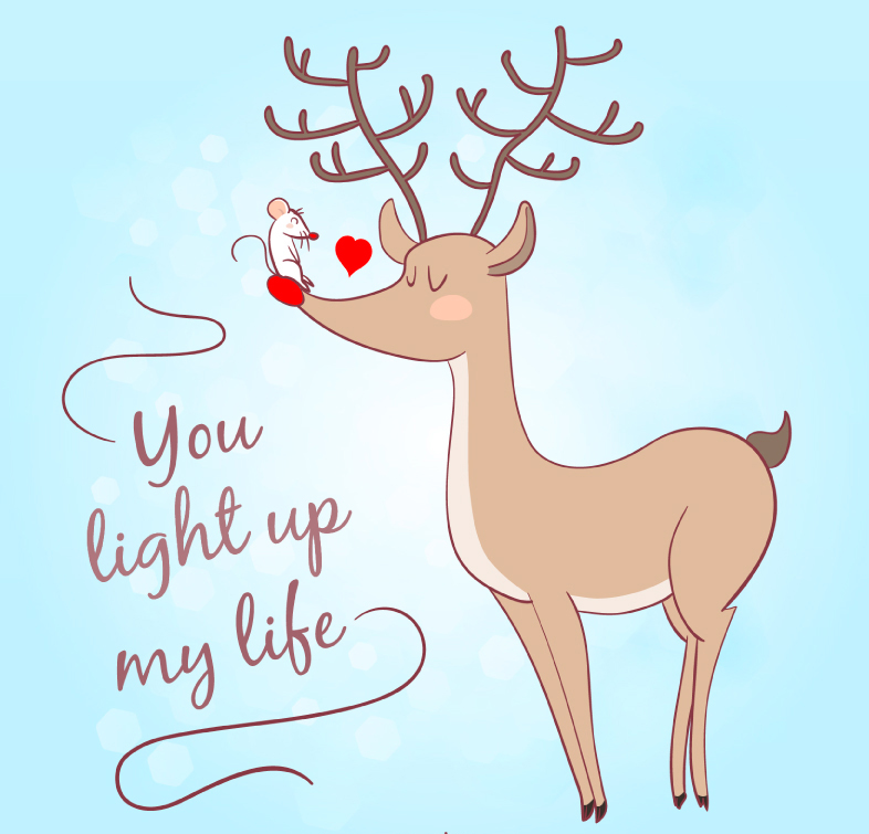 Cartoon mice and deer vector material
