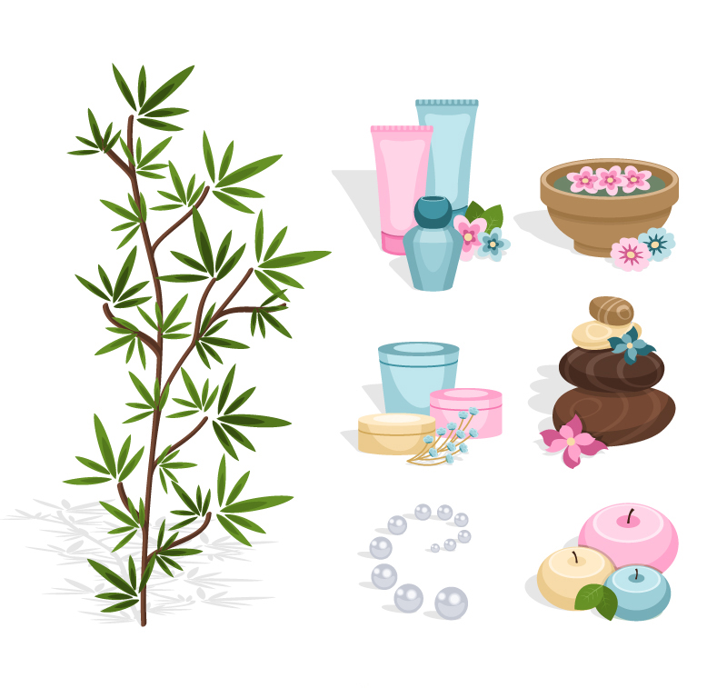 7 models of color spa element icon vector material
