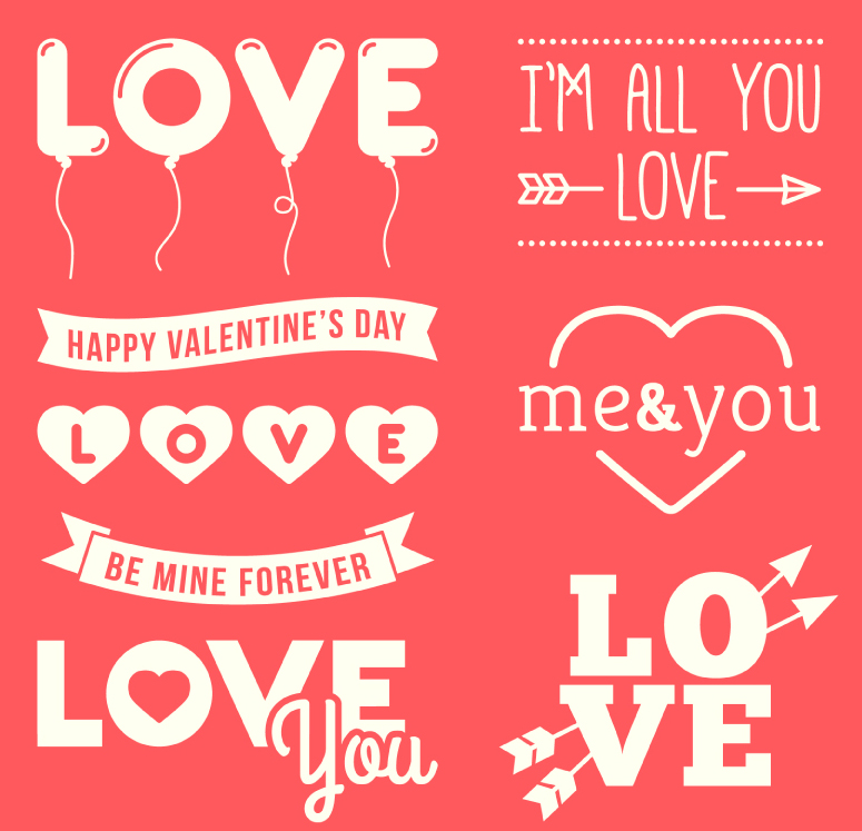 8 White Day WordArt vector material
