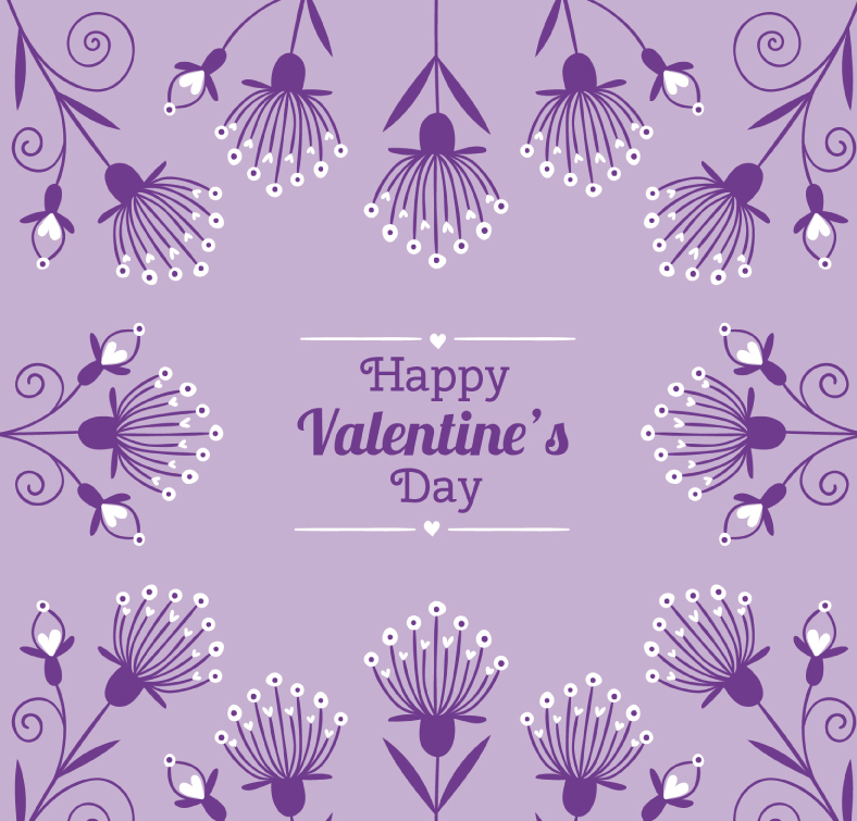 Valentine purple flowers vector material