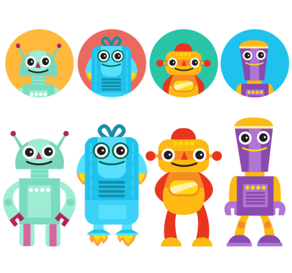 8 cartoon robot with head vector material