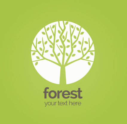 Green trees signs vector material