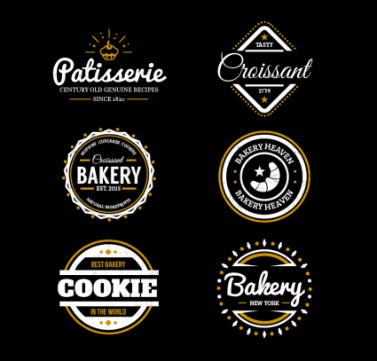 9 bakery food label vector