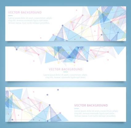 3 blue geometric banner vector
