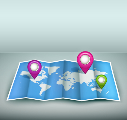 World map with landmarks vector material
