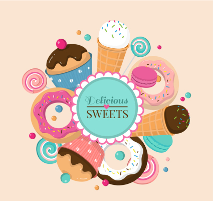 Color delicious dessert Vector material