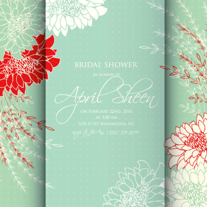 Creative floral bridal shower invitation card vector