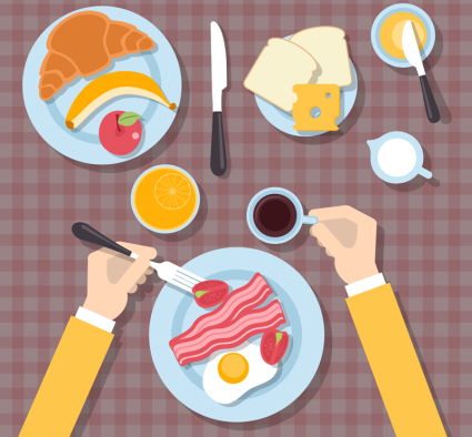 Healthy Breakfast plan view vector material