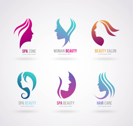 6 head of a woman vector symbol beauty salon