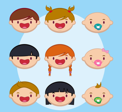 9 Cute baby picture vector material