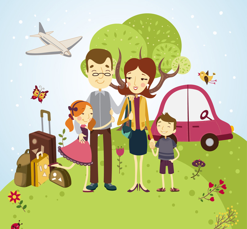 Vacation vector family of four