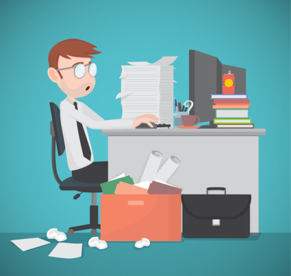 Cartoon business man working vector material