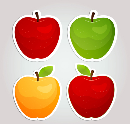 4 Creative Apple sticker vector material