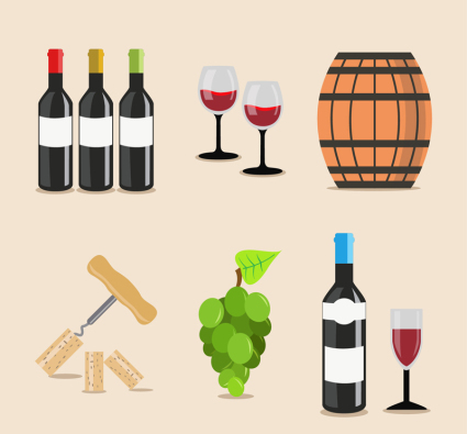 6 wines element vector material