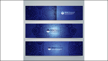 3 blue banner of national wind pattern vector material