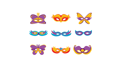 9 cartoon mask design vector material