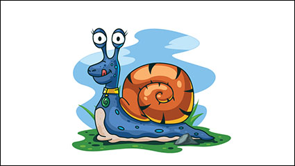Big eyes cartoon snail vector material