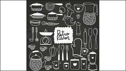 35 hand-painted kitchen design vector material