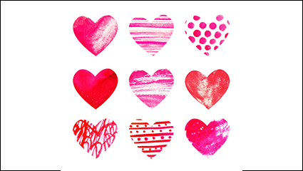9 watercolor love design vector material
