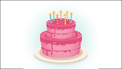 Pink birthday cake Vector material