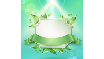 Vector map of green leaves and ribbons