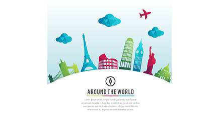 Geometric shape of the world famous scenic design vector material