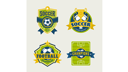 4 Creative football label vector material