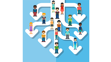 The crowd on the arrow vector material bifurcation