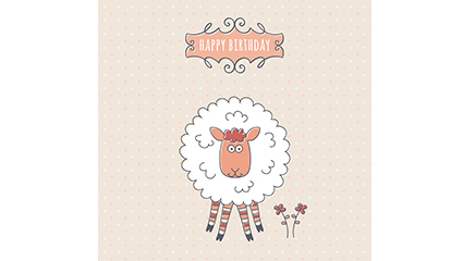 Painted sheep birthday greeting card vector