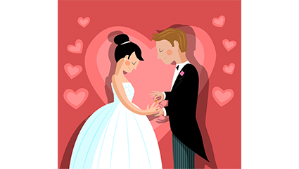 Exchange wedding ring wedding couple vector material