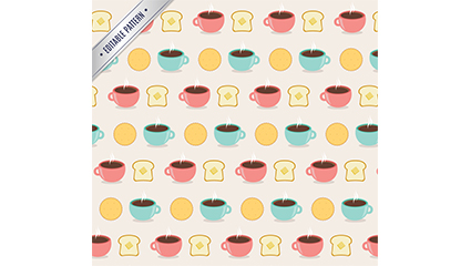 Coffee and bread seamless background vector material