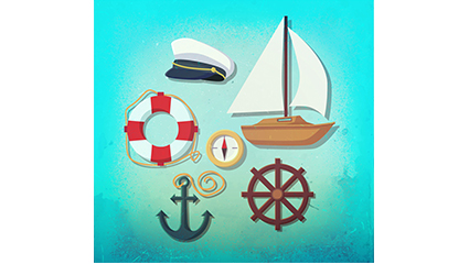 6 nautical creative element vector material