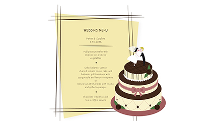 Creative wedding cake menu Vector material