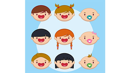 9 Cute baby picture vector material