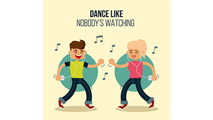 Two cartoon characters vector with music and dance