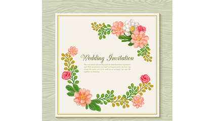 Watercolor Floral Wedding Invitation Card Vector