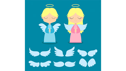 Cute angel and wings vector material