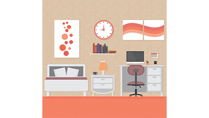 Minimalist bedroom design vector material