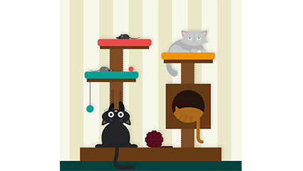 Cartoon cat and the cat climbing frame vector material