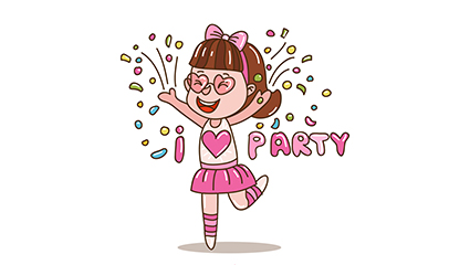 Cute party girl vector material