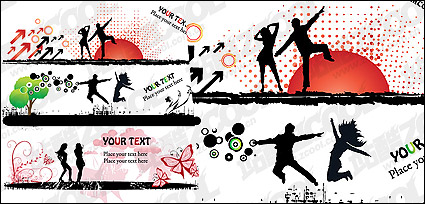 People fashion silhouette element vector material