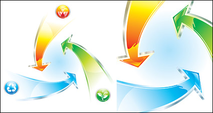 Three-dimensional vector arrow with the radio button material