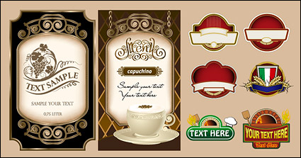 Number of vector graphic design label material