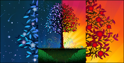 Colorful trees vector material