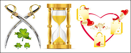 Heart-shaped leaves and funnel-knife vector material