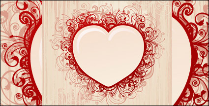 Retro style heart-shaped pattern vector material