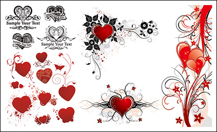 Beautiful series of heart-shaped pattern vector material