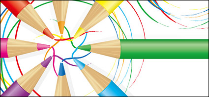 Color pencil and color line vector material