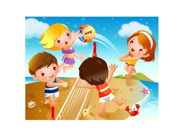 Children's Beach Volleyball motion vector material